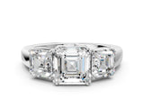 White gold Three-Stone Asscher Cut Cut Diamond Ring with Channel Set Band and Four-Prong Setting_83