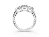 White gold Three-Stone Asscher Cut Cut Diamond Ring with Channel-Set Band and Prong Setting_10