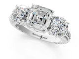 White gold Three-Stone Asscher Cut Cut Diamond Ring with Channel-Set Band and Prong Setting_27