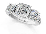 White gold Three-Stone Asscher Cut Cut Diamond Ring with Channel-Set Band and Prong Setting_8