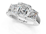 White gold Three-Stone Asscher Cut Cut Diamond Ring with Prong Setting and Classic Band_4