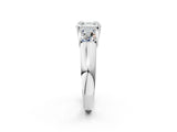 White gold Three-Stone Asscher Cut Cut Diamond Ring with Prong Setting and Classic Band_5