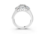 White gold Three-Stone Asscher Cut Cut Diamond Ring with Prong Setting and Classic Band_6