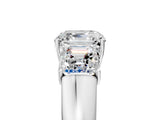 White gold Three-Stone Asscher Cut Cut Diamond Ring with Prong Setting and Classic Band_8