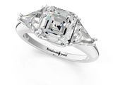 White gold Three-Stone Asscher Cut Cut Diamond Ring with Trillion Side Stones and Four-Prong Setting_16