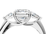 White gold Three-Stone Asscher Cut Cut Diamond Ring with Trillion Side Stones and Four-Prong Setting_19