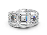 White gold Three-Stone Asscher Cut Cut Diamond Split Shank Prong Set Ring_19