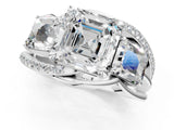 White gold Three-Stone Asscher Cut Cut Diamond Split Shank Prong Set Ring_20