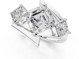 White gold Three-Stone Asscher Cut Cut Tension Band Ring with Four-Prong Setting_21