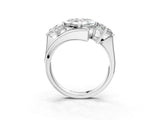 White gold Three-Stone Asscher Cut Cut Tension Band Ring with Four-Prong Setting_29