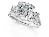 White gold Three-Stone Asscher Cut Diamond Braided Band Ring with Four-Prong Setting_63