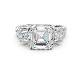 White gold Three-Stone Asscher Cut Diamond Braided Band Ring with Four-Prong Setting_69