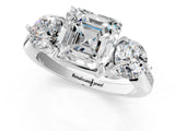 White gold Three-Stone Asscher Cut Diamond Channel Set Engagement Ring with Prong Setting_8