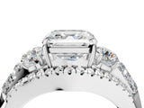 White gold Three-Stone Asscher Cut Diamond Engagement Ring with Pave Band and Prong Setting_10