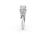 White gold Three-Stone Asscher Cut Diamond Engagement Ring with Pave Band and Prong Setting_20