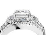 White gold Three-Stone Asscher Cut Diamond Engagement Ring with Pave Band and Prong Setting_22