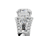 White gold Three-Stone Asscher Cut Diamond Engagement Ring with Pave Band and Prong Setting_23
