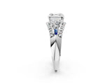 White gold Three-Stone Asscher Cut Diamond Engagement Ring with Pave Band and Prong Setting_8