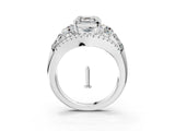 White gold Three-Stone Asscher Cut Diamond Engagement Ring with Pave Band and Prong Setting_9