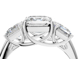 White gold Three-Stone Asscher Cut Diamond Engagement Ring with Prong Setting_11