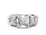 White gold Three-Stone Asscher Cut Diamond Engagement Ring with Prong Setting_7