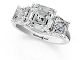 White gold Three-Stone Asscher Cut Diamond Engagement Ring with Prong Setting_8