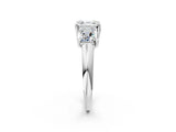 White gold Three-Stone Asscher Cut Diamond Engagement Ring with Prong Setting_9