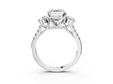 White gold Three-Stone Asscher Cut Diamond Pavé Band with Four-Prong Setting_10