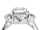 White gold Three-Stone Asscher Cut Diamond Pavé Band with Four-Prong Setting_11