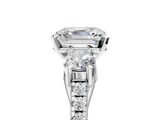 White gold Three-Stone Asscher Cut Diamond Pavé Band with Four-Prong Setting_12