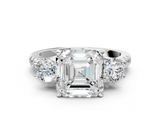 White gold Three-Stone Asscher Cut Diamond Pavé Band with Four-Prong Setting_7