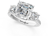 White gold Three-Stone Asscher Cut Diamond Pavé Band with Four-Prong Setting_8
