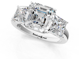 White gold Three-Stone Asscher Cut Diamond Ring with Channel-Set Band and Four-Prong Setting_48