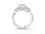 White gold Three-Stone Asscher Cut Diamond Ring with Pear  Side Stones in Four-Prong Setting_19