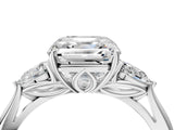 White gold Three-Stone Asscher Cut Diamond Ring with Pear  Side Stones in Four-Prong Setting_20