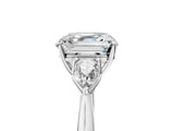 White gold Three-Stone Asscher Cut Diamond Ring with Pear  Side Stones in Four-Prong Setting_21