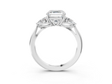 White gold Three-Stone Asscher Cut Diamond Ring with Pear Side Stones in Four-Prong Setting_35