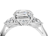 White gold Three-Stone Asscher Cut Diamond Ring with Pear Side Stones in Four-Prong Setting_36
