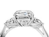 White gold Three-Stone Asscher Cut Diamond Ring with Pear  Side Stones in Four-Prong Setting_68