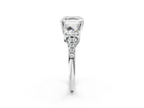 White gold Three-Stone Asscher Cut Diamond Ring with Round with Moissanite side stone Pavé Band and Prong Setting_26