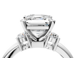 White gold Three-Stone Asscher Cut Diamond Solitaire with Prong Setting and Classic Band_11