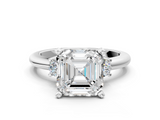 White gold Three-Stone Asscher Cut Diamond Solitaire with Prong Setting and Classic Band_7