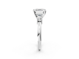 White gold Three-Stone Asscher Cut Diamond Solitaire with Prong Setting and Classic Band_9