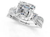 White gold Three-Stone Asscher Cut Diamond Twist Band with Prong Setting_29