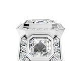 White gold Three-Stone Asscher Cut Halo Pavé Diamond Ring_12