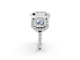 White gold Three-Stone Asscher Cut Halo Pavé Diamond Ring_9