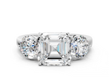 White gold Three-Stone Asscher Cut Solitaire Ring with Prong Setting on a Classic Band_41
