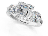 White gold Three-Stone Asscher Cut Solitaire Ring with Prong Setting on a Classic Band_42