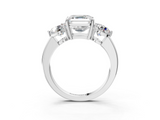 White gold Three-Stone Asscher Cut Solitaire Ring with Prong Setting on a Classic Band_44