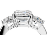 White gold Three-Stone Asscher Cut Solitaire Ring with Prong Setting on a Classic Band_45